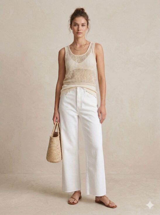 Modern American Denim - Modern American Savannah Women's High Waist Wide Leg Jeans White Size 29
